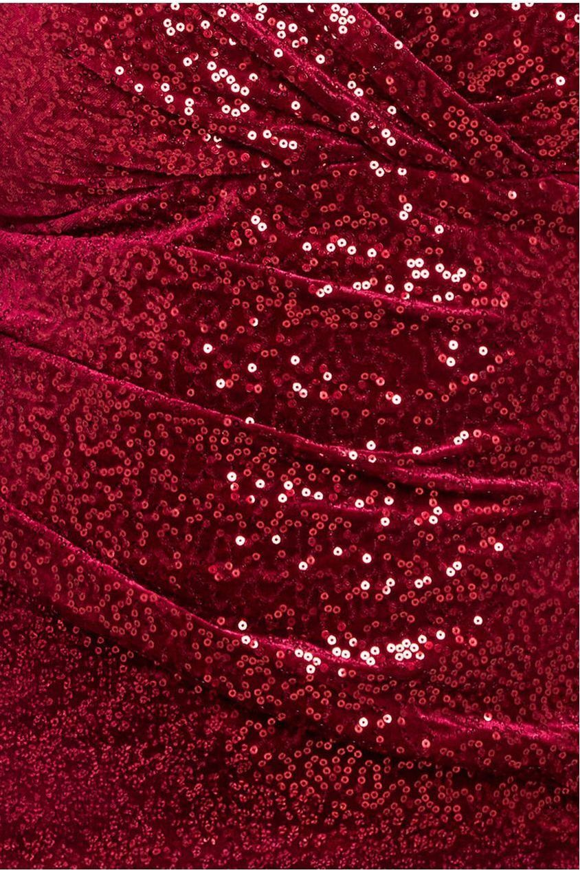Sequin & Velvet Bardot Maxi Dress - Wine DR3623P