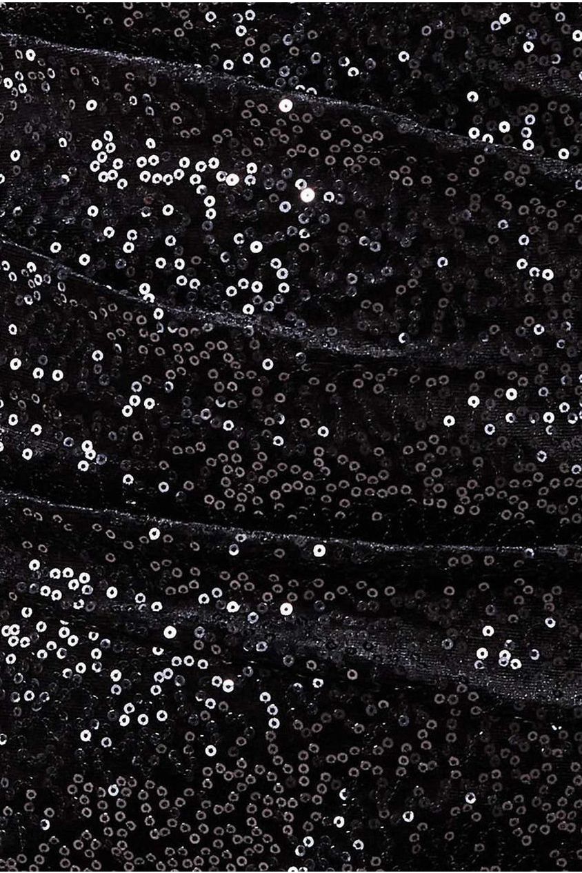 Sequin & Velvet Bardot Maxi Dress - Black DR3623P