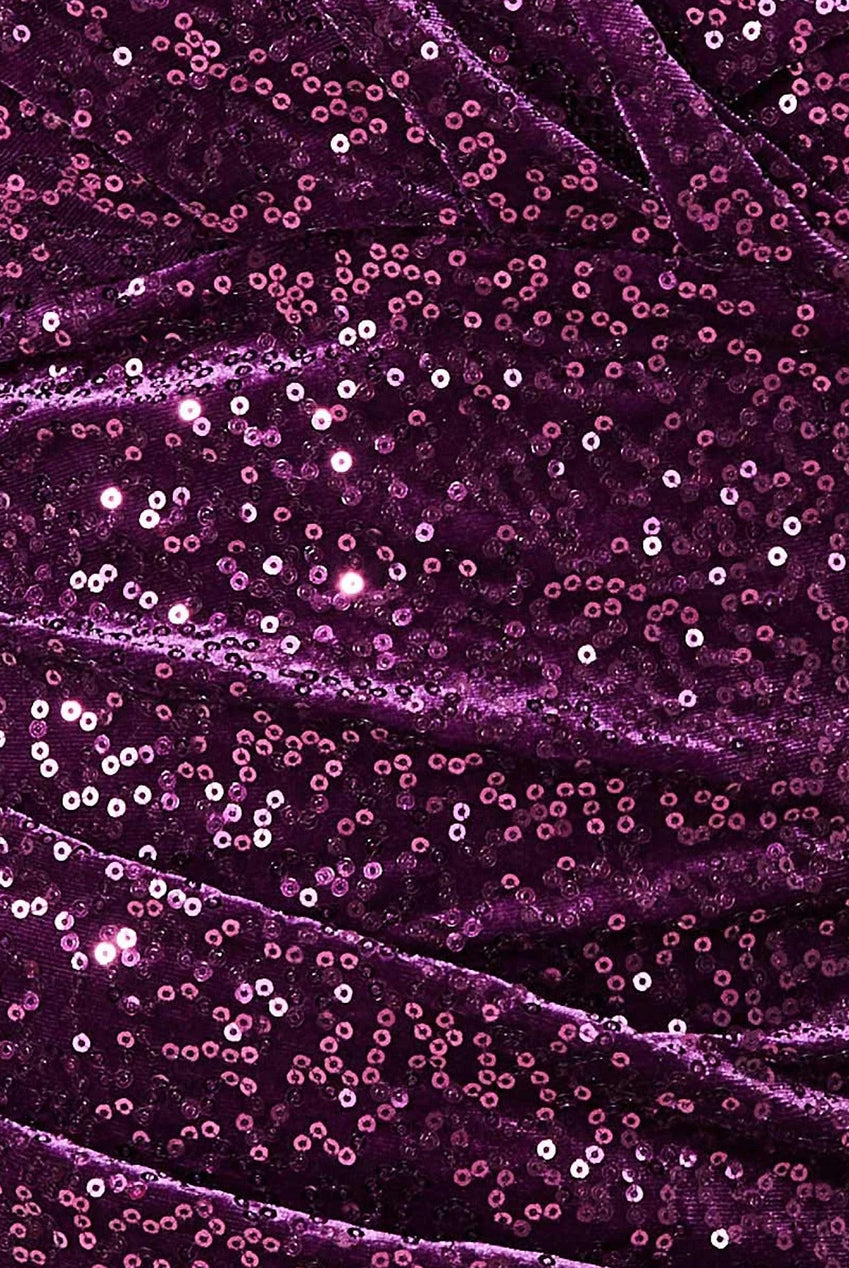 Sequin & Velvet Bardot Maxi Dress - Purple DR3623P