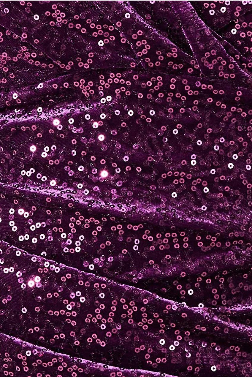 Sequin & Velvet Bardot Maxi Dress - Purple DR3623P