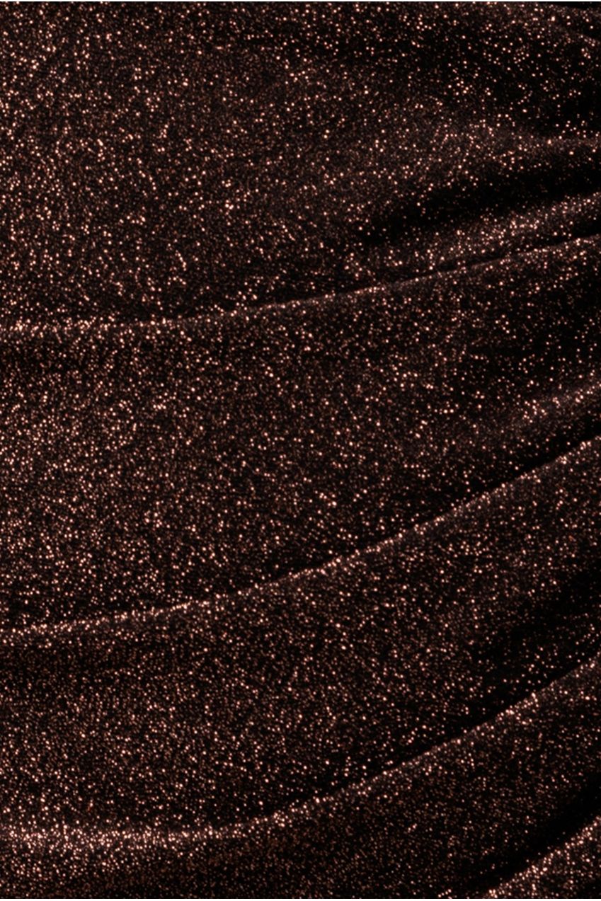 Open Lurex Back One Sleeve Maxi Dress - Bronze DR3633