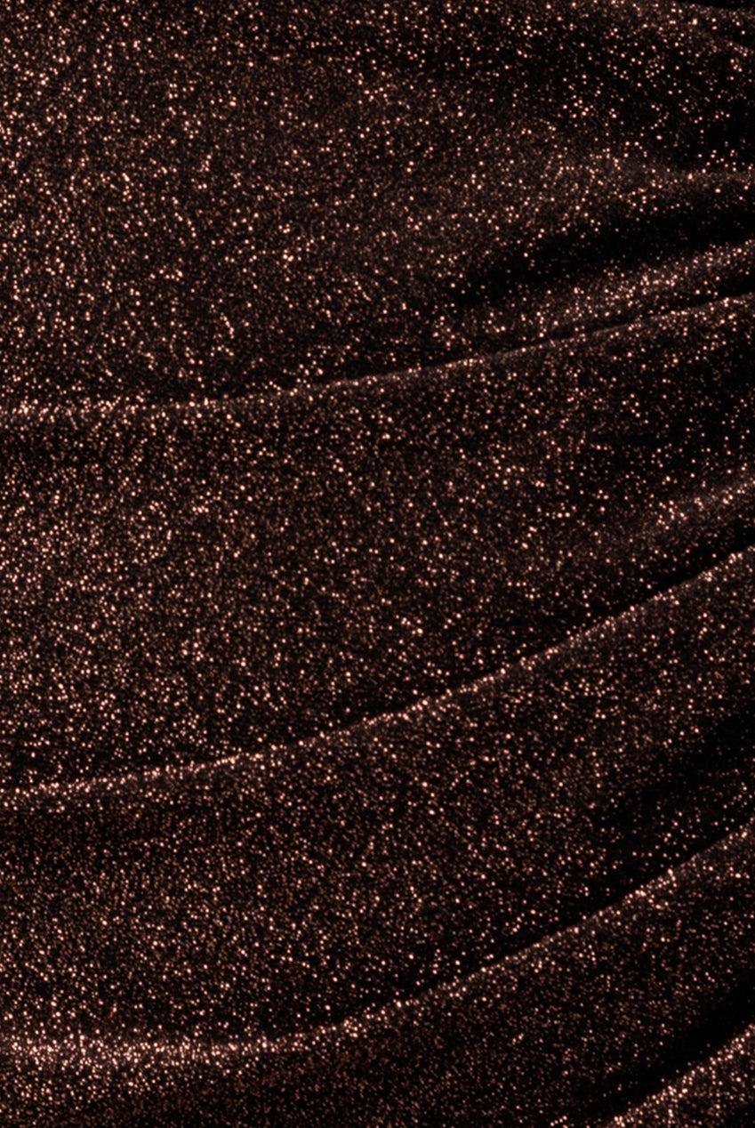 Open Lurex Back One Sleeve Maxi Dress - Bronze DR3633