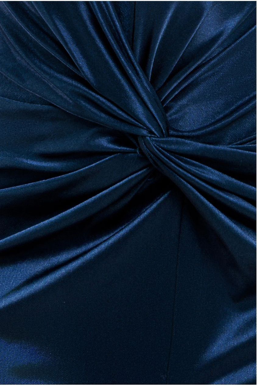 Satin Wrap Knotted Midi Dress - Navy DR3637