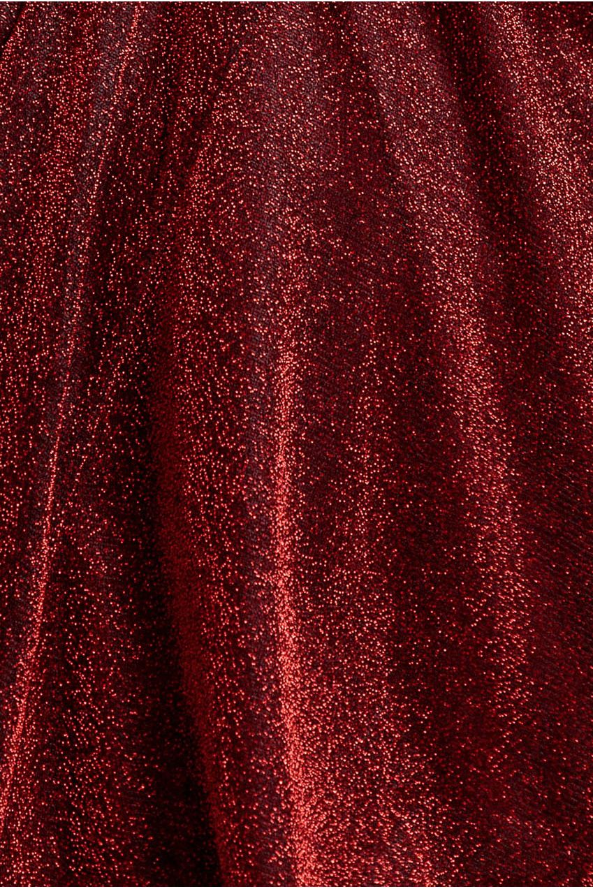 Off The Shoulder Lurex High Low Dress - Red DR3642