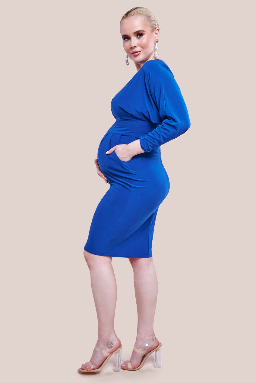 Maternity Batwing Sleeve Midi Dress - Royal Blue DR3647MAT