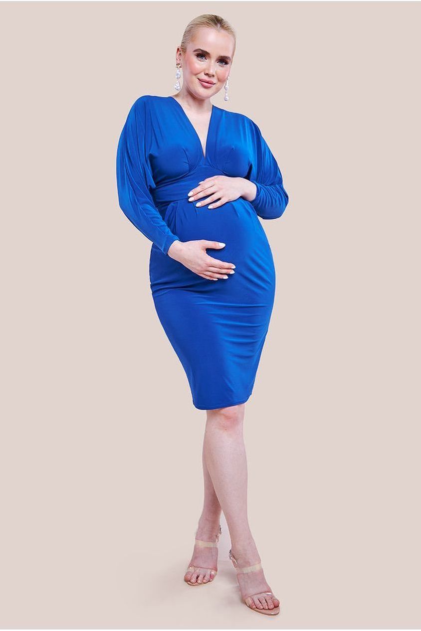 Maternity Batwing Sleeve Midi Dress - Royal Blue DR3647MAT