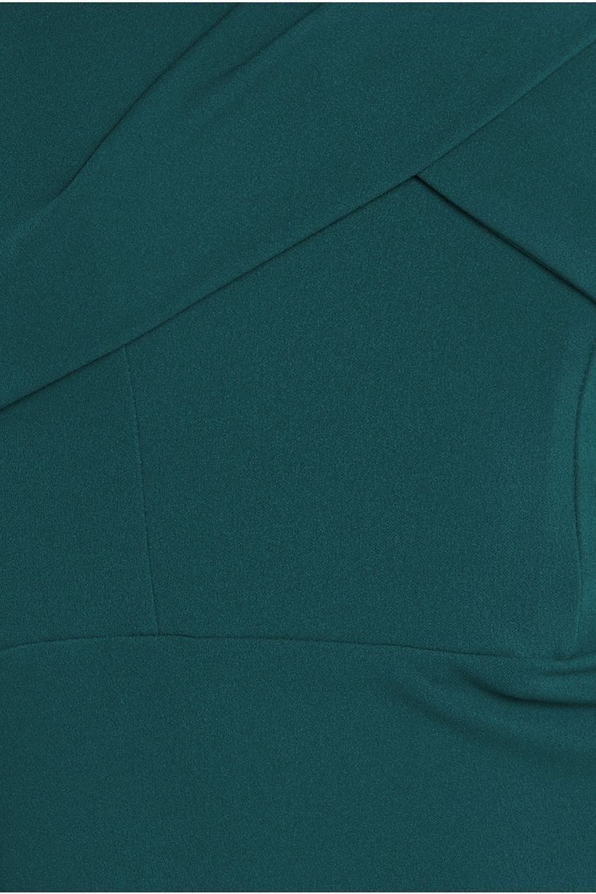 Pleated Bardot Scuba Maxi Dress - Emerald Green DR3648