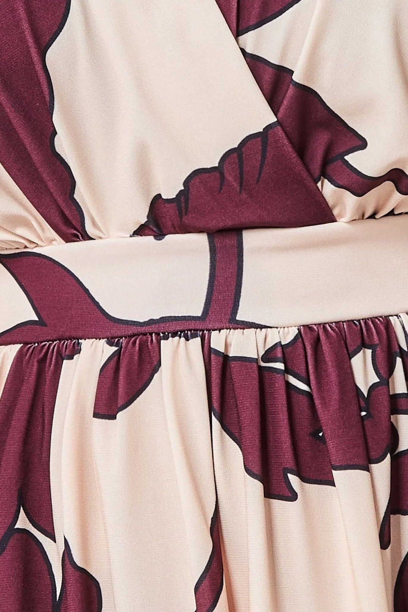 Leaf Print Flutter Sleeve Midi - Cream DR3651