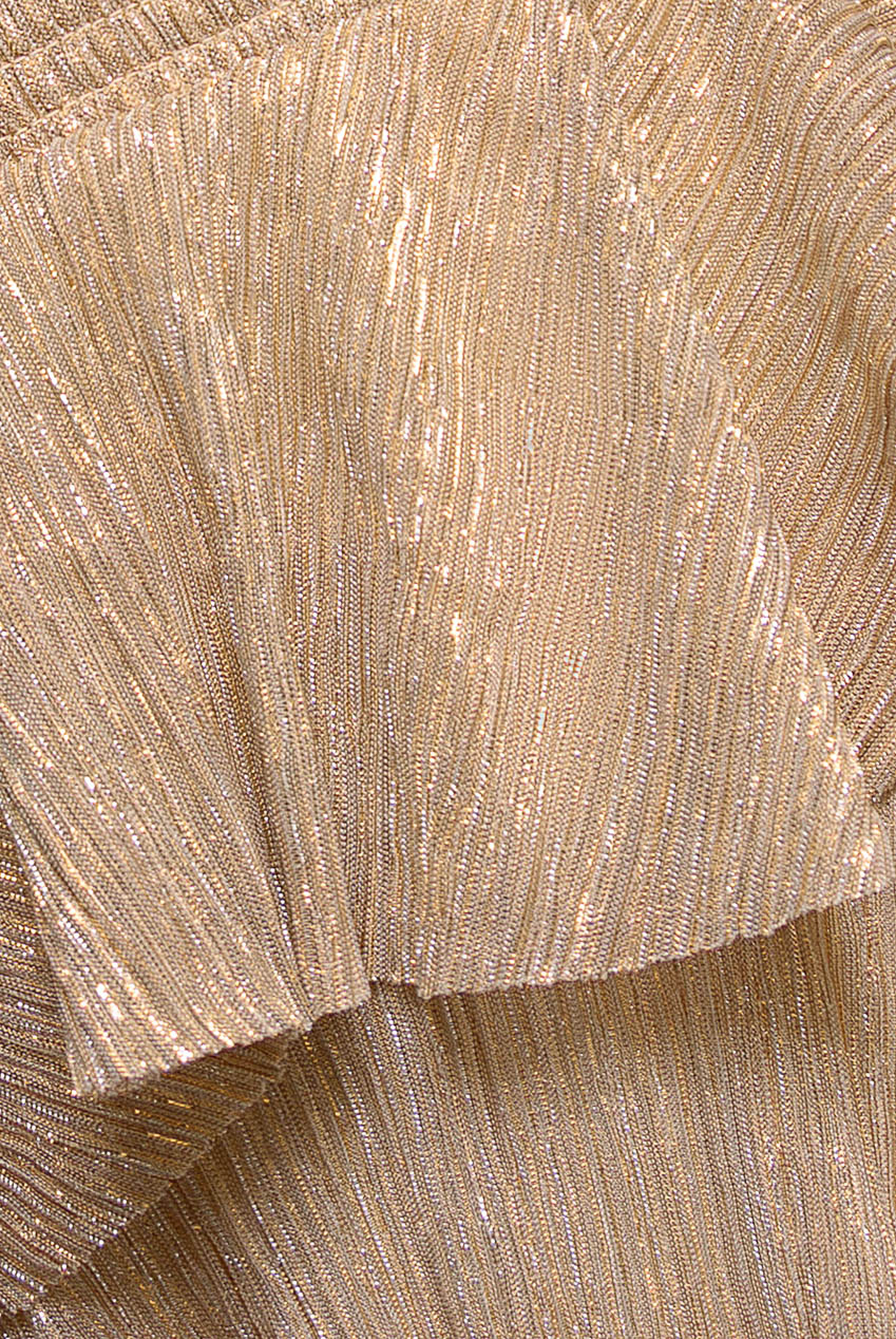 Crinkle Lurex High Low Layered Midi Dress - Champagne DR3655QZ