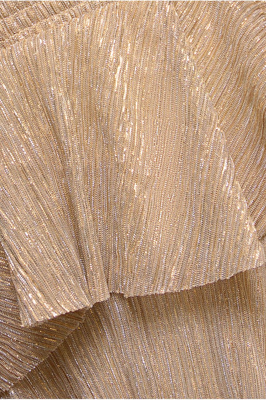 Crinkle Lurex High Low Layered Midi Dress - Champagne DR3655QZ