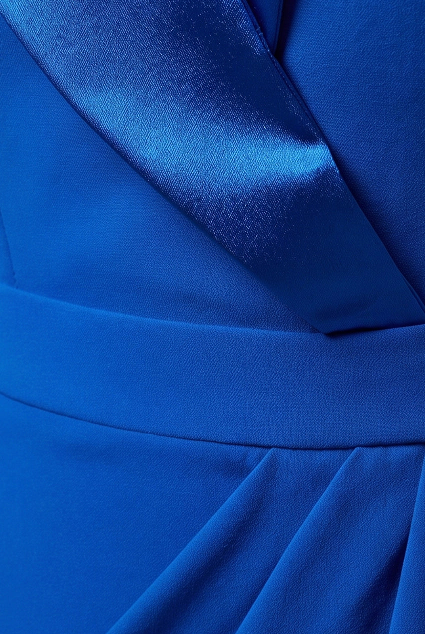 Satin Collar Scuba Midi Dress - Royal Blue DR3661