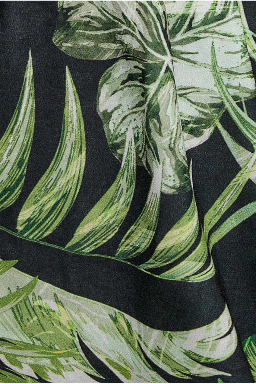 Tropical Print Midi With Batwing Sleeves - Green DR3662