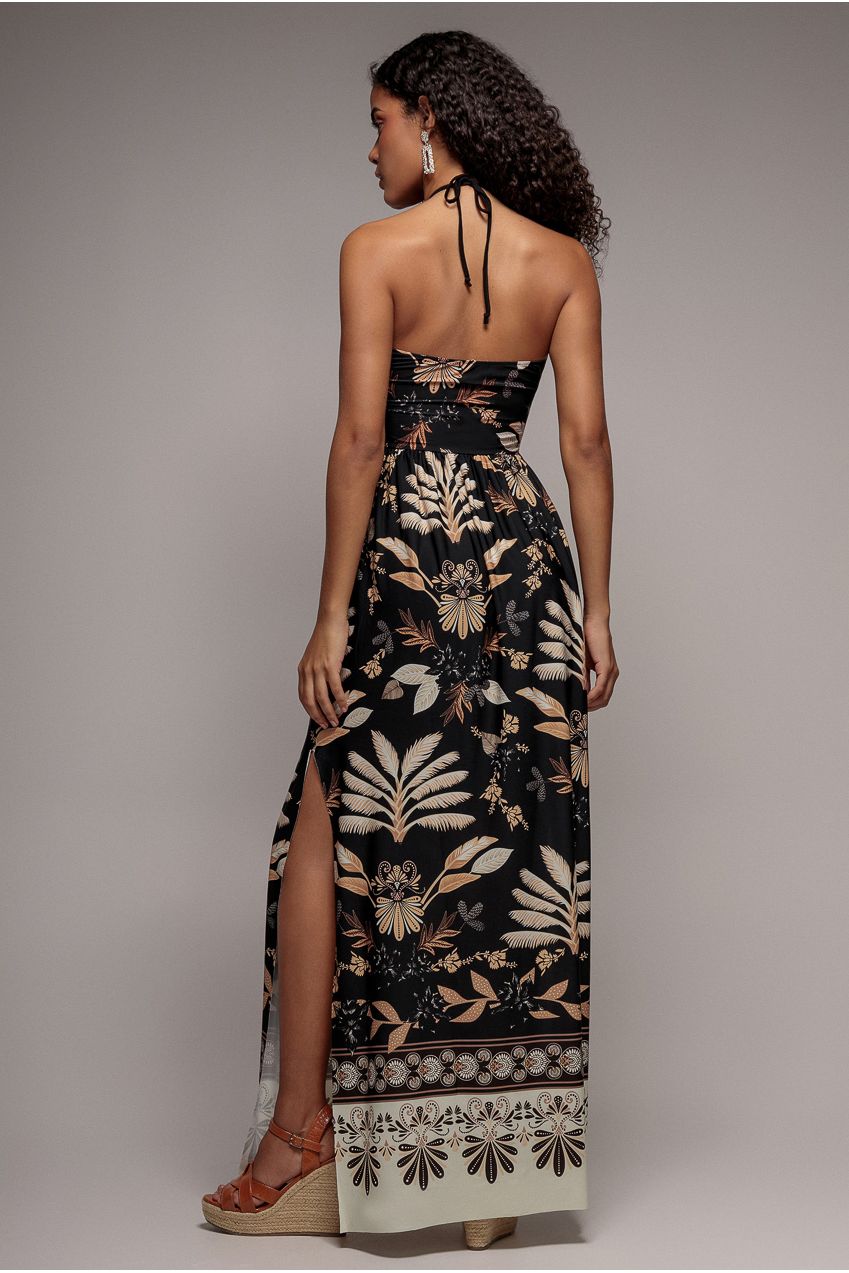 Printed Tie Back Maxi - Black DR3663