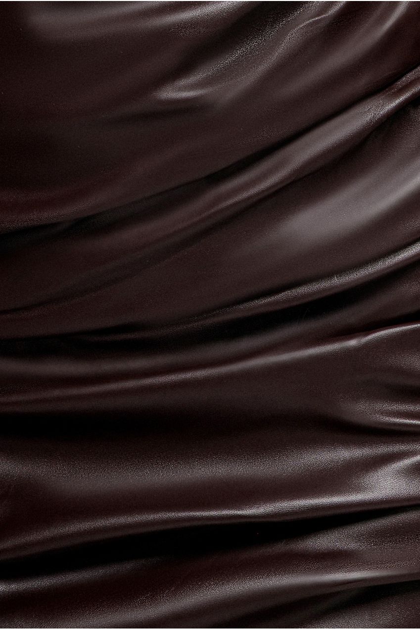 Cut Out Faux Leather Mini Dress - Brown DR3664