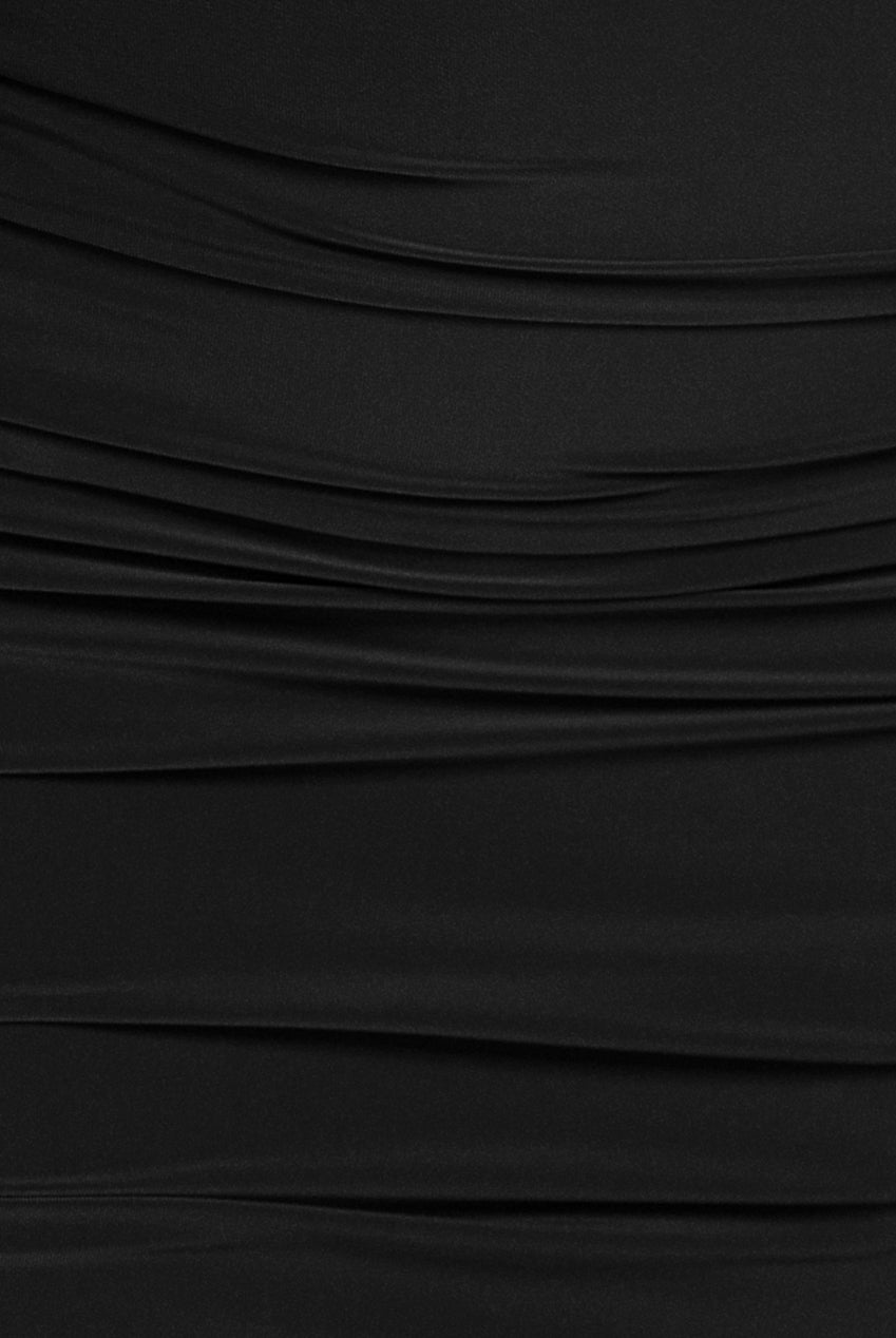 Cut Out Ruched Midi With Drawstring - Black DR3665