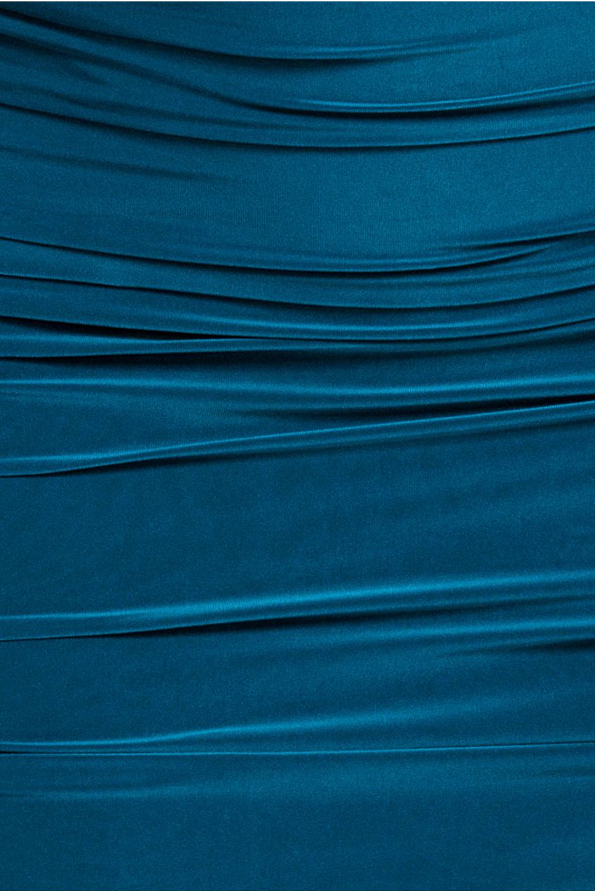 Cut Out Ruched Midi With Drawstring - Teal Blue DR3665