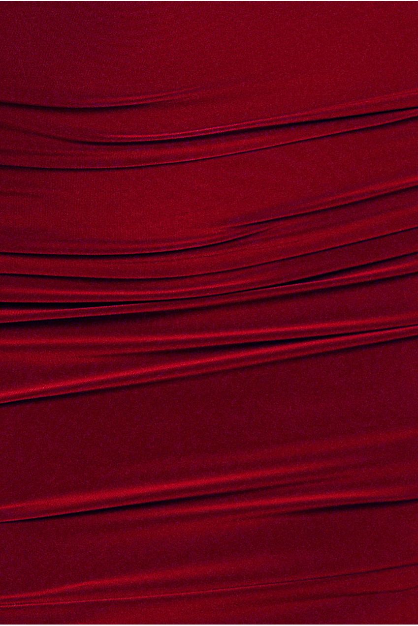 Cut Out Ruched Midi With Drawstring - Wine DR3665