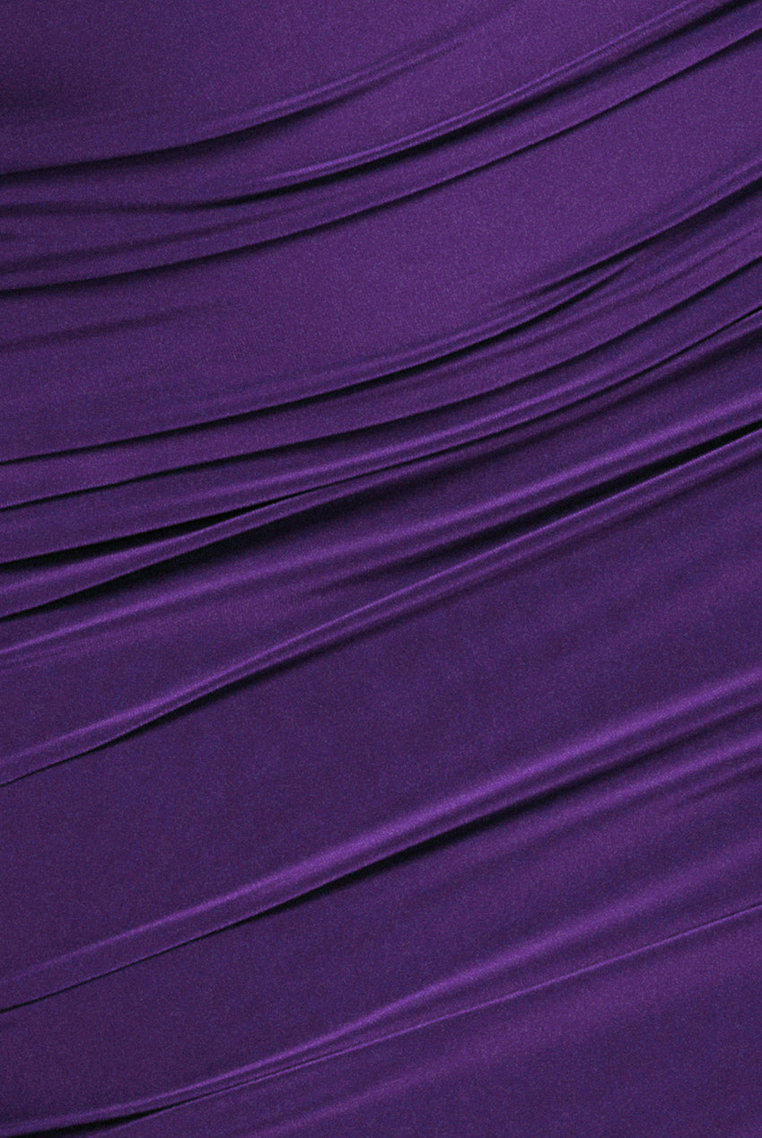 Cut Out Ruched Midi With Drawstring - Purple DR3665