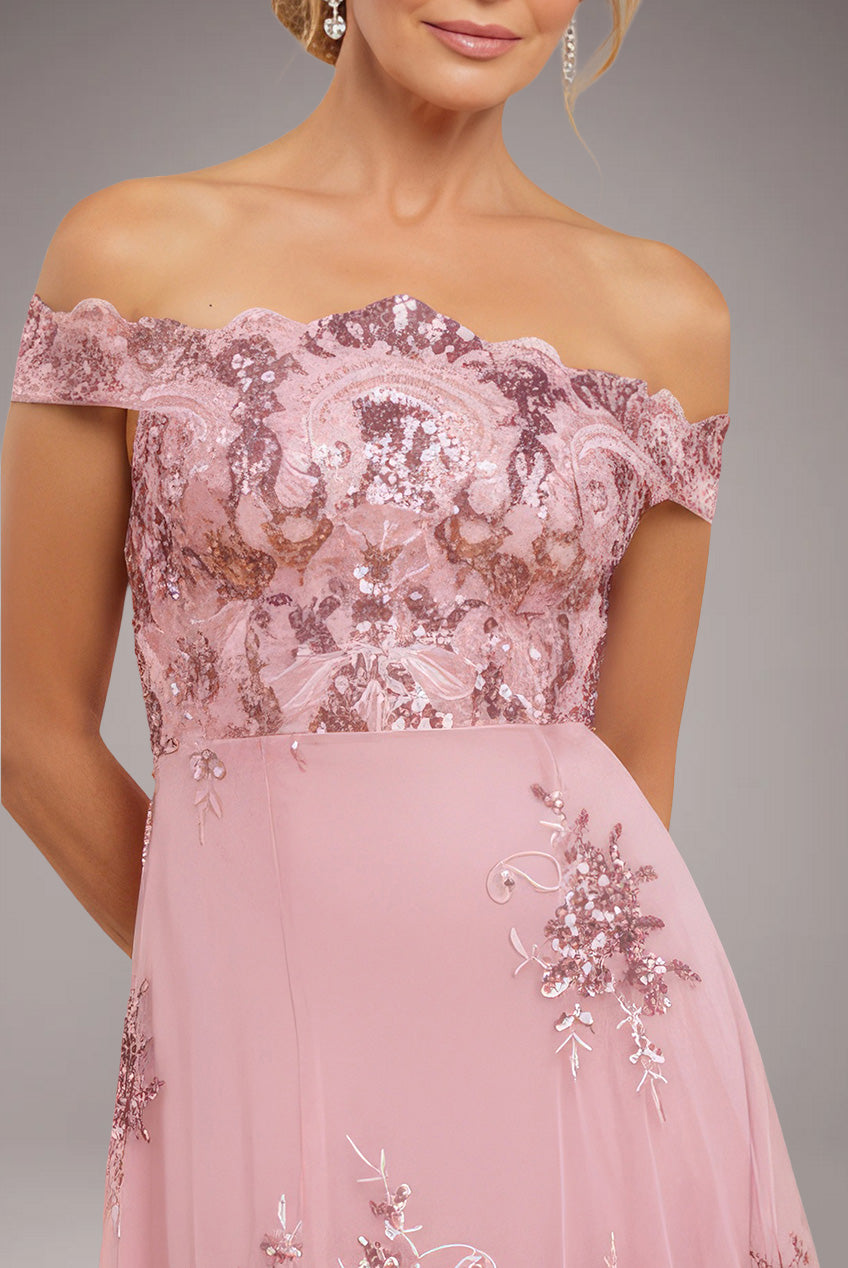 Bardot Sequin & Lace High Low Midi - Blush Pink DR3675M