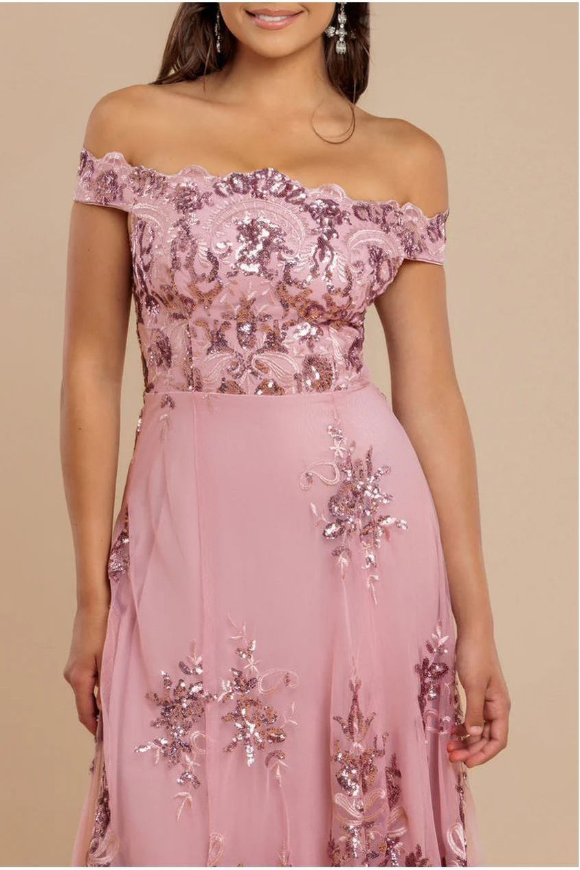 Bardot Sequin & Lace High Low Midi - Blush DR3675