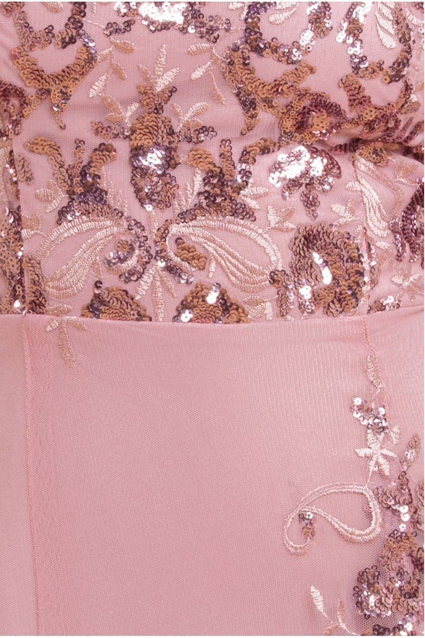 Bardot Sequin & Lace High Low Midi - Blush DR3675