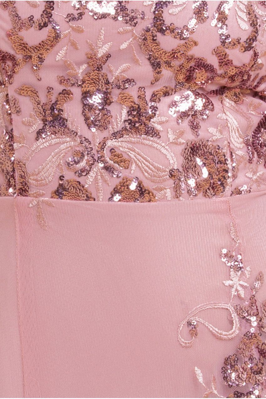 Bardot Sequin & Lace High Low Midi - Blush Pink DR3675M