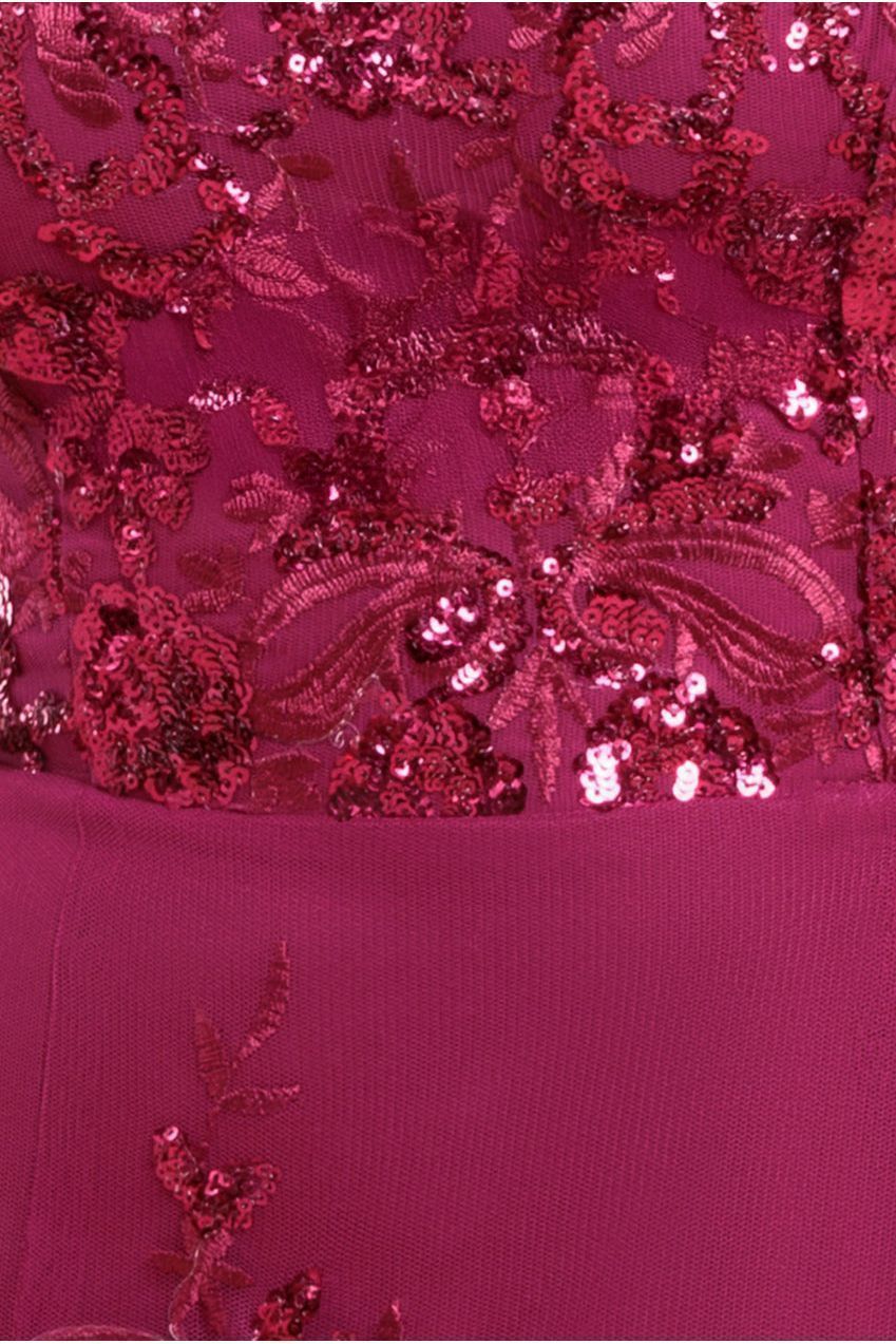 Bardot Sequin & Lace High Low Midi - Magenta DR3675M
