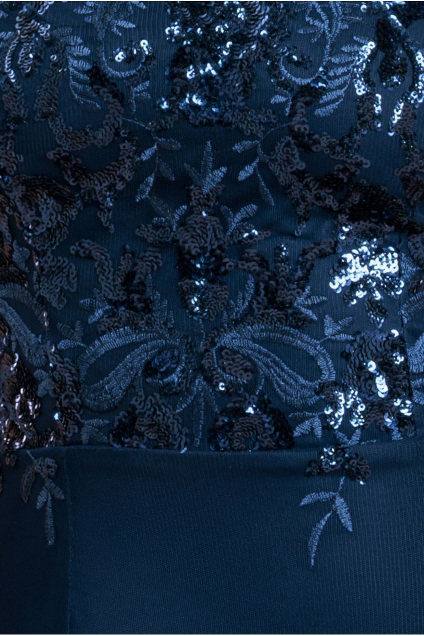 Bardot Sequin & Lace High Low Midi - Navy Blue DR3675M