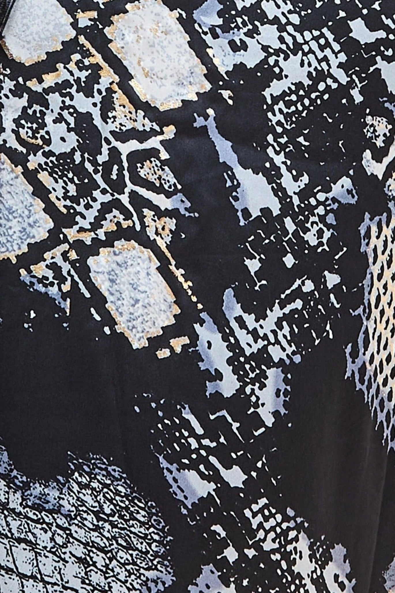 Foil Print Wrap Midi With Tassels - Black DR3699