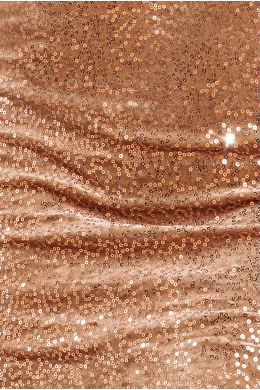 Bandeau Sequin & Velvet Midi Dress - Champagne DR3718