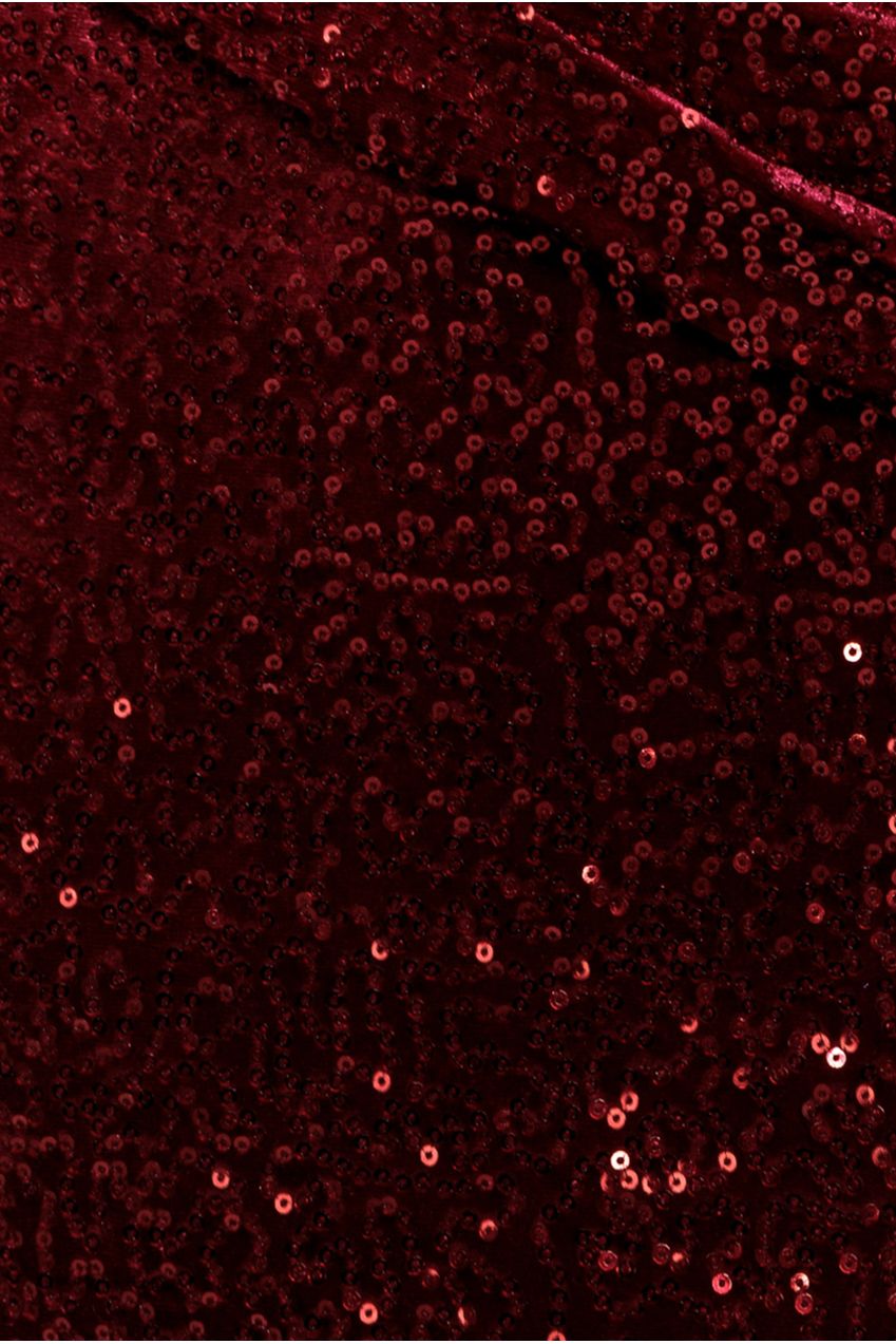 Sequin & Velvet Bardot Midi Dress - Wine DR3720