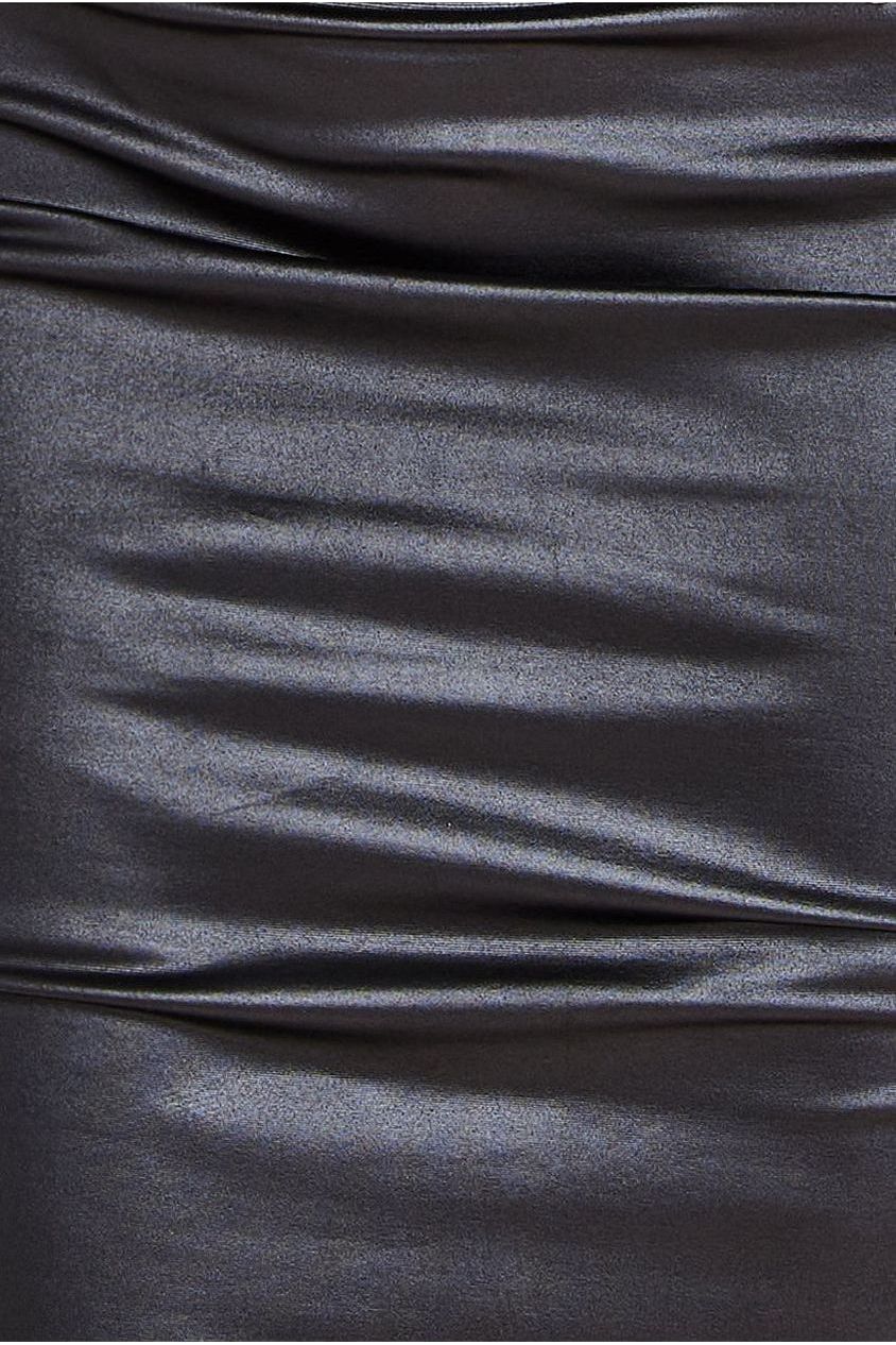 Faux Leather Cut Out Sheath Midi Dress - Black DR3724