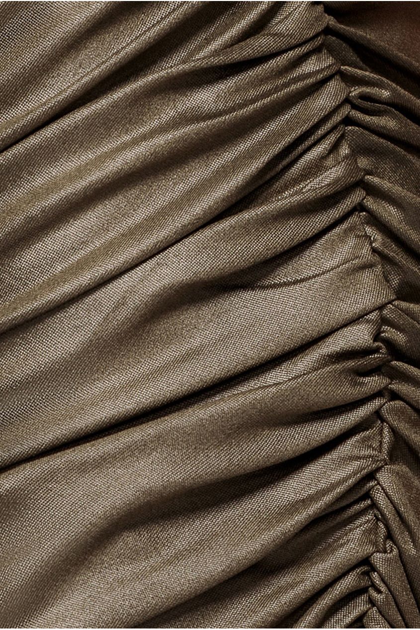 Bandeau Faux Leather Midi Dress - Khaki DR3727