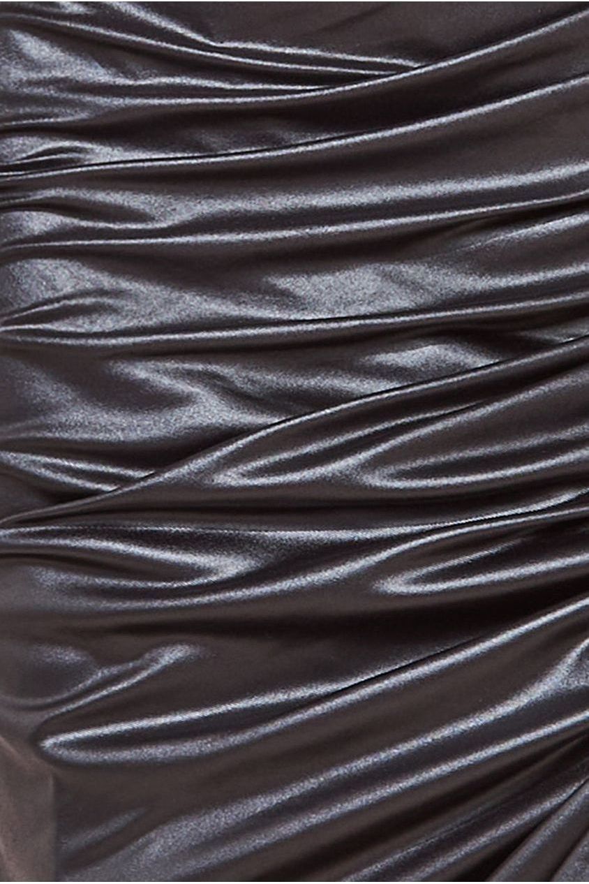 Bandeau Faux Leather Midi Dress - Black DR3727