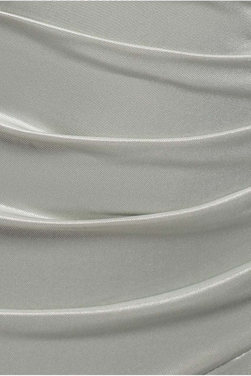 Satin Off Shoulder Pleated Maxi Dress - Sage Green DR3731