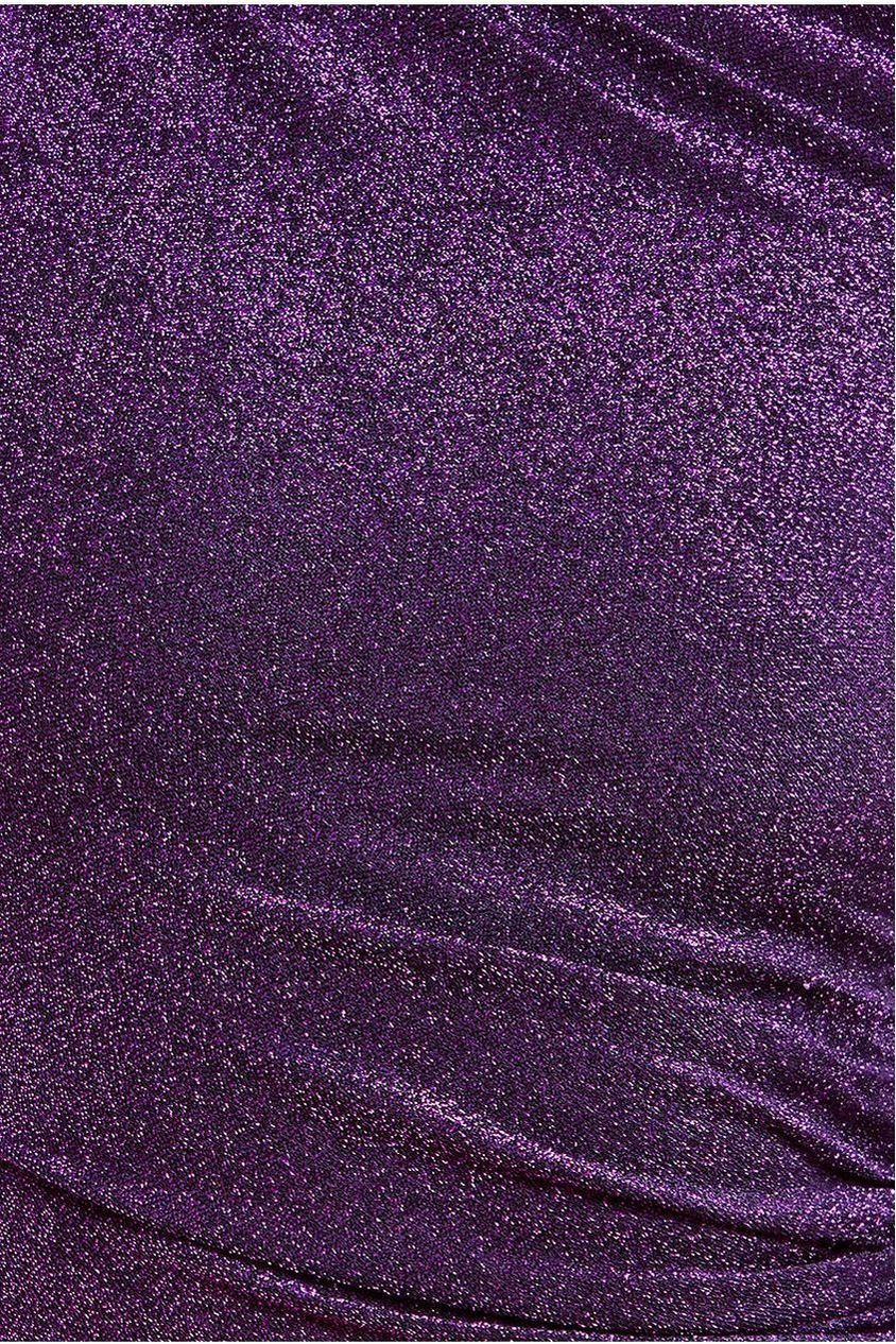 Open Back One Sleeve Lurex Midi - Purple DR3749