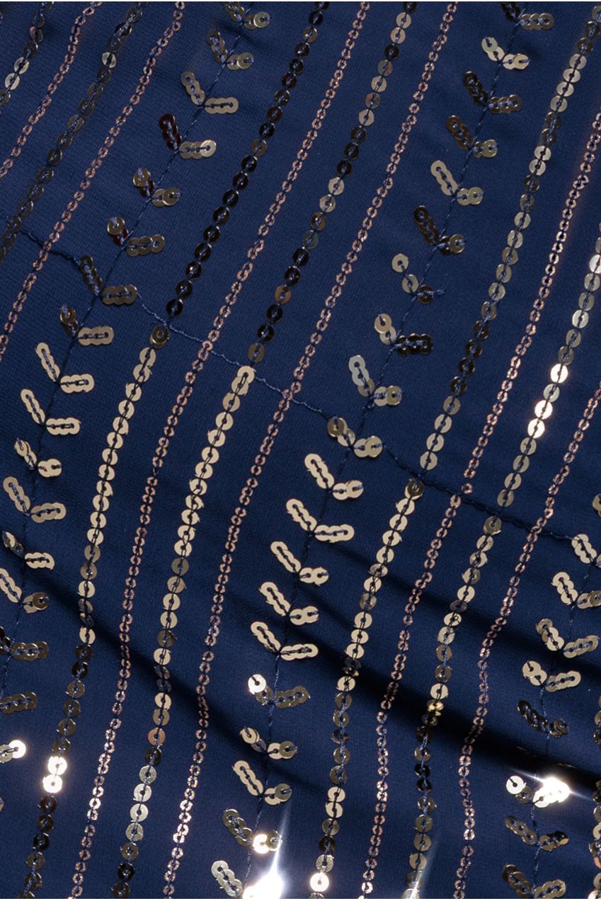 Patterned Sequin Cut Out Midi Dress - Navy DR3756