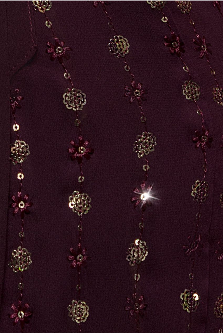 Wrap Over Sequin Mini Dress - Wine DR3760