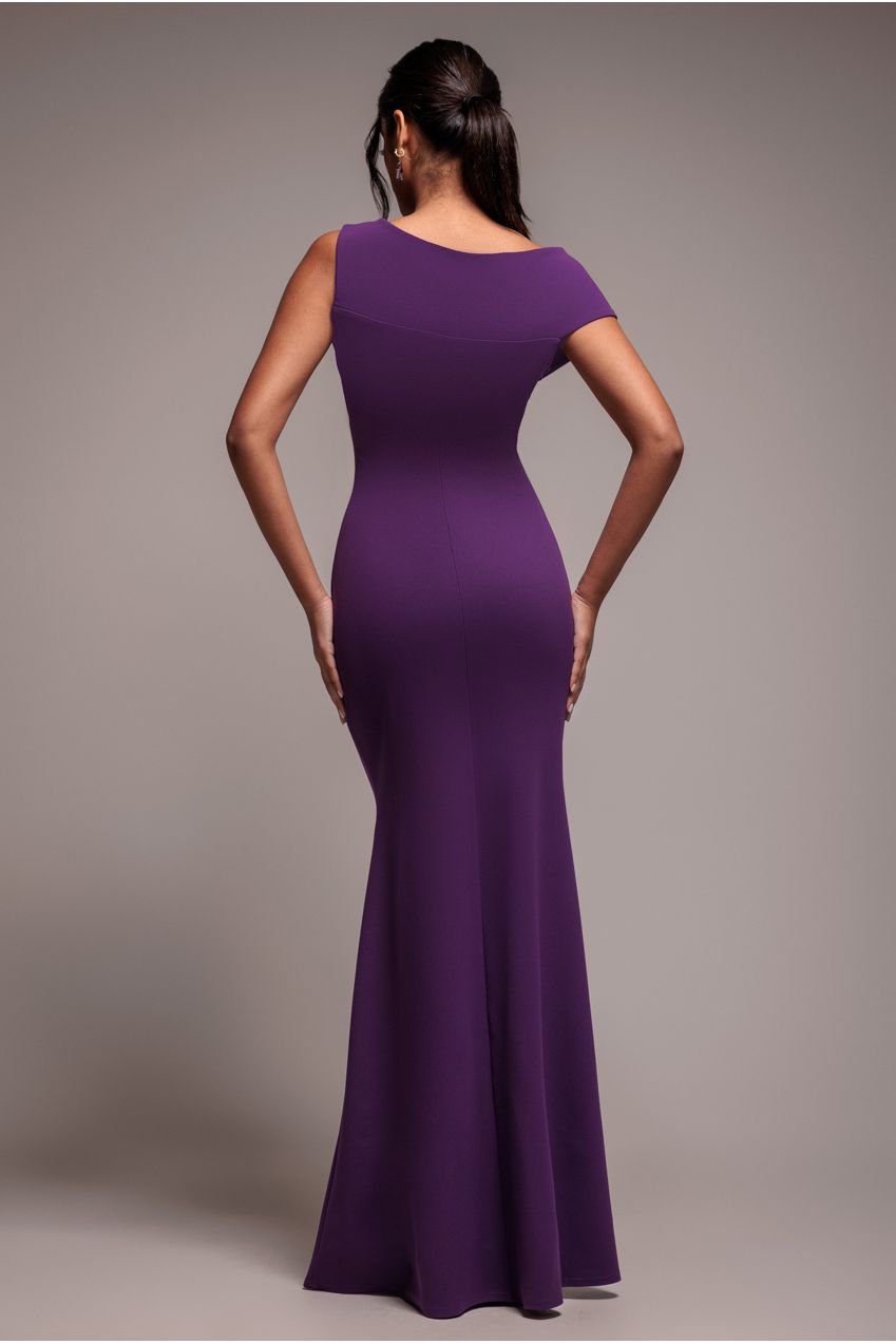 Scuba Crepe Off The Shoulder Maxi - Purple DR3774