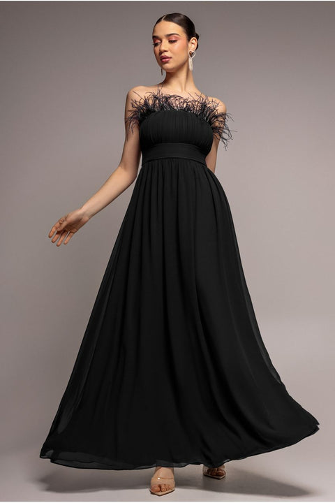 Bridesmaids Chiffon Maxi Dress - Black by Goddiva