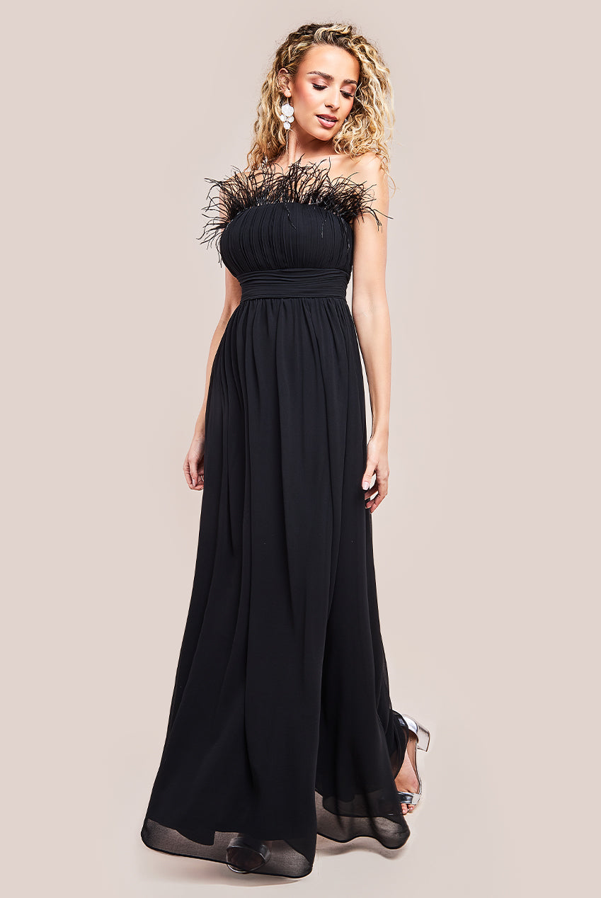 Bridesmaids Chiffon Maxi Dress - Black DR3777