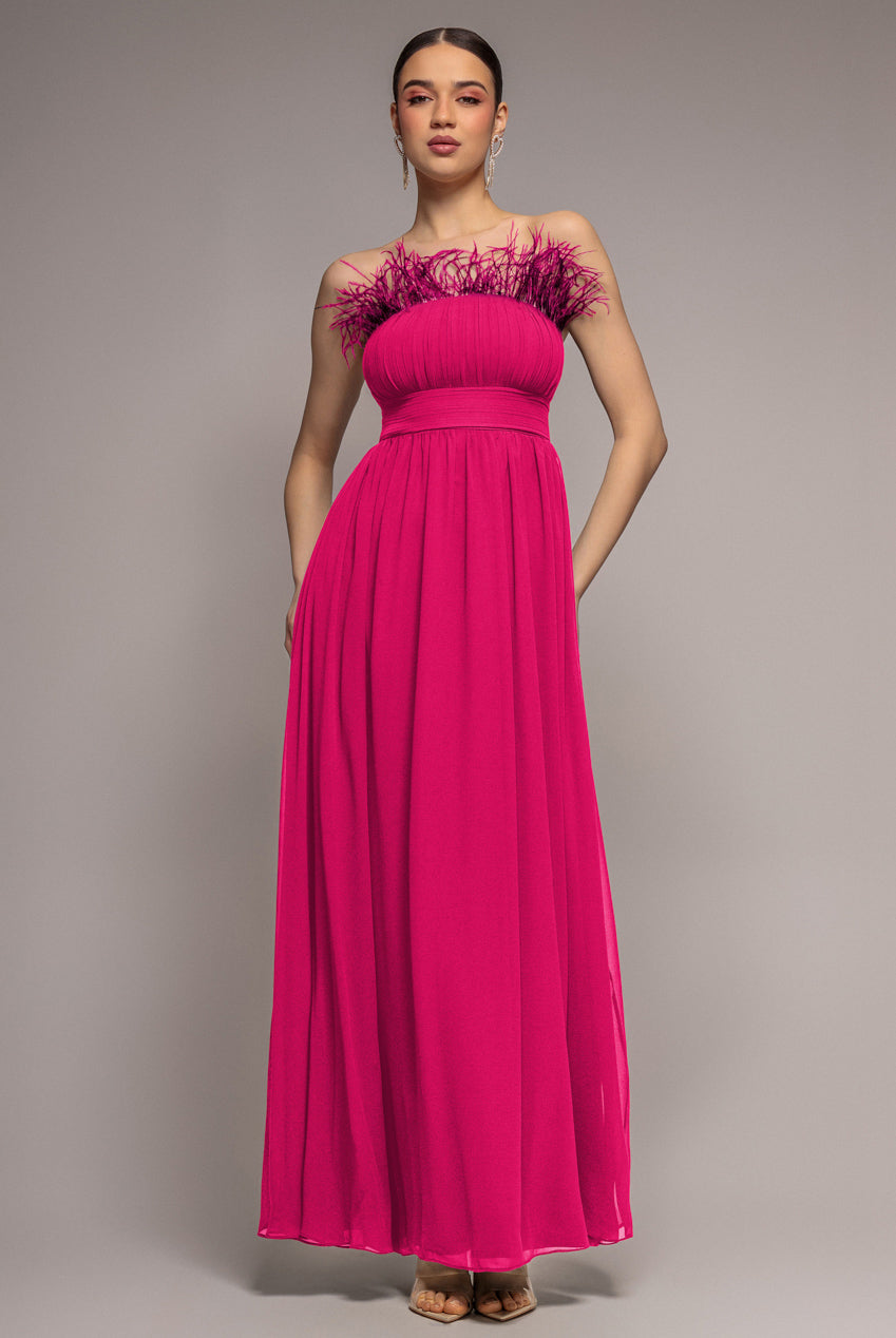 Bridesmaids Chiffon Maxi Dress - Hot Pink DR3777