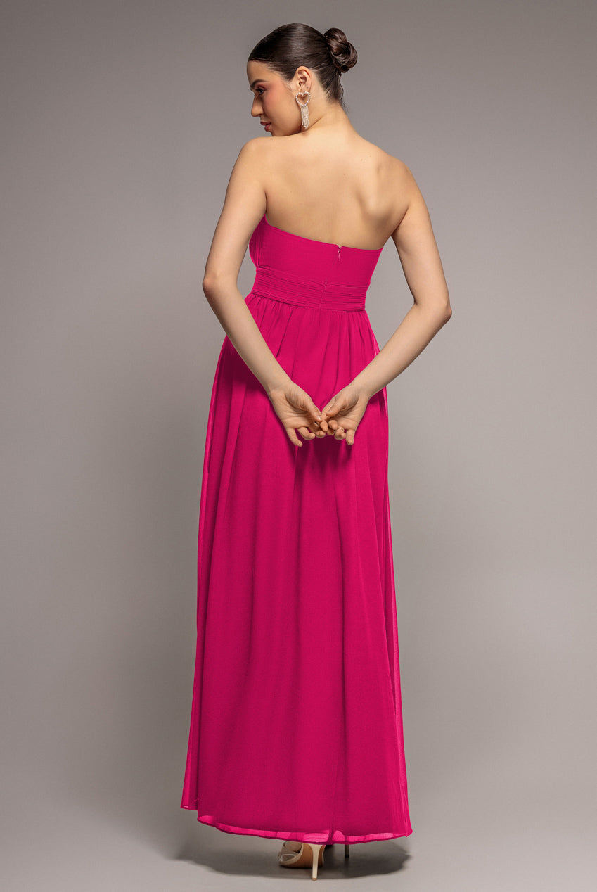 Bridesmaids Chiffon Maxi Dress - Hot Pink DR3777