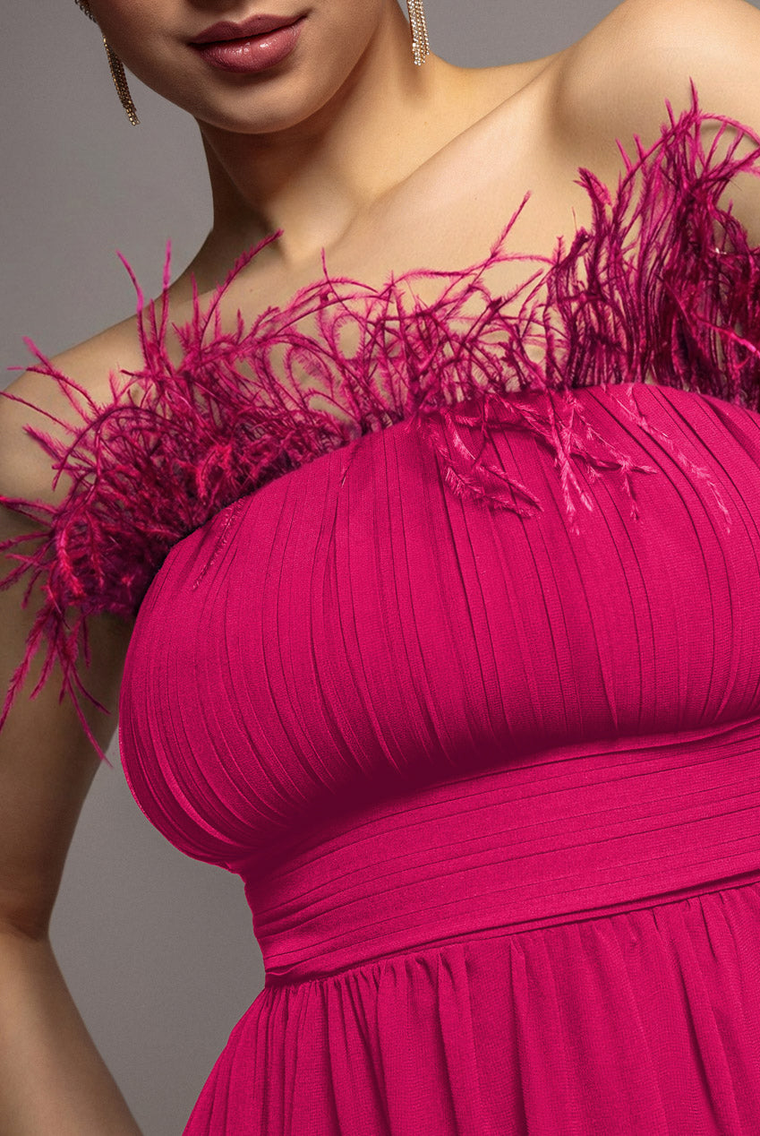 Bridesmaids Chiffon Maxi Dress - Hot Pink DR3777