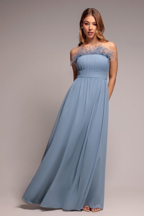 Bridesmaids Chiffon Maxi Dress - Blue by Goddiva