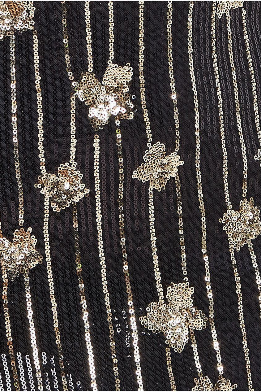 Sequin And Feather Boobtube Midi - Black DR3783