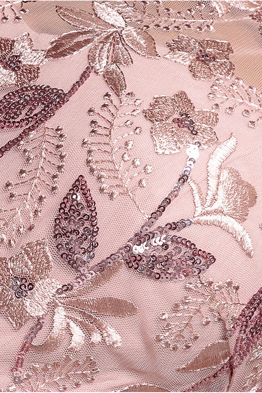 Embroidered Top Chiffon Pleated Midi - Blush Pink DR3802