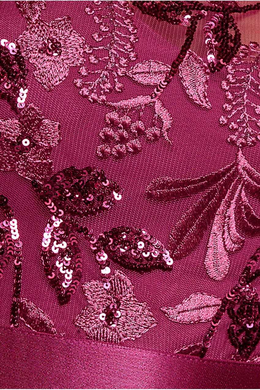 Embroidered Top Chiffon Pleated Midi - Magenta DR3802
