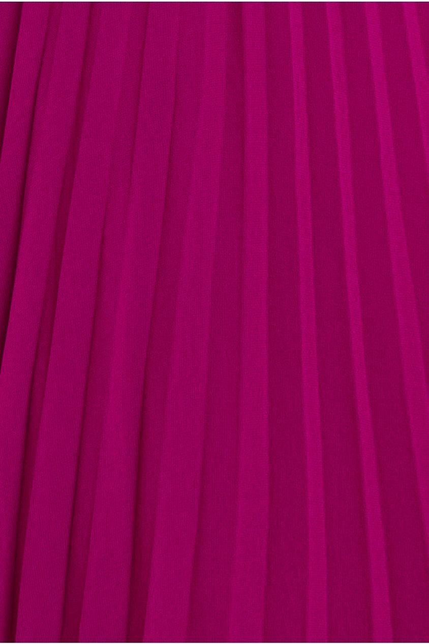 Embroidered Top Chiffon Pleated Midi - Magenta DR3802M