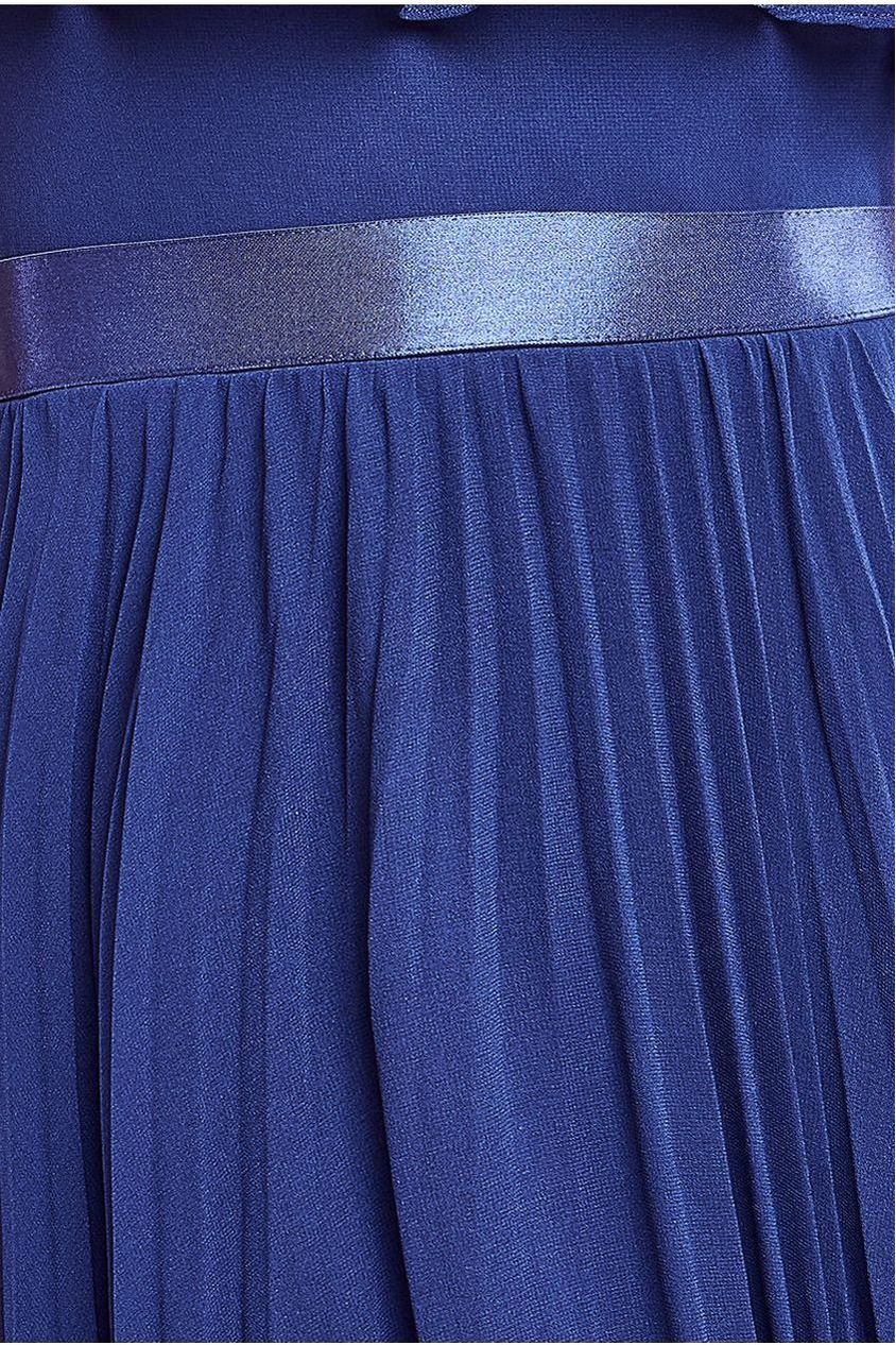 Pleated Chiffon Off Shoulder Maxi Dress - Navy DR3805